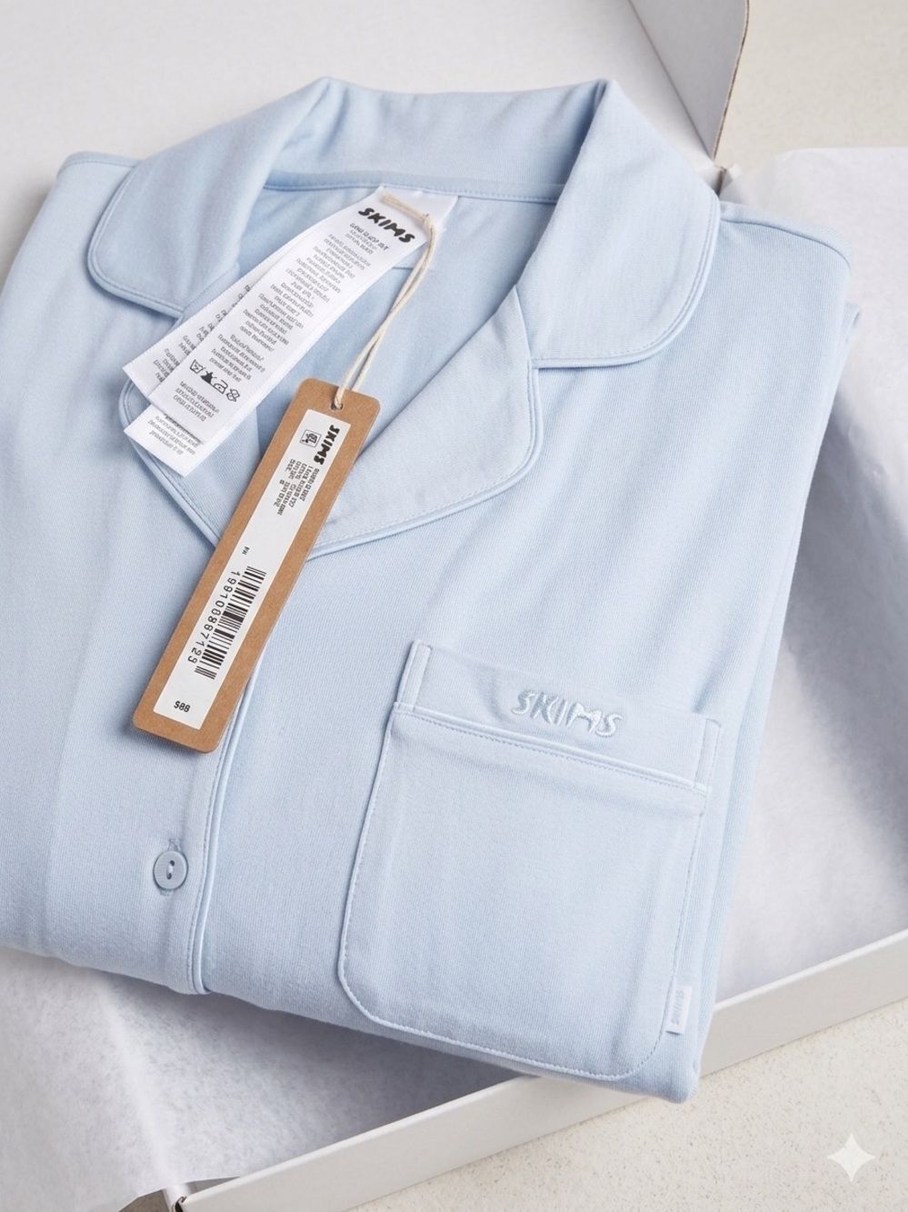 NWT SKIMS Zen Blue Sleep Shirt | Button-Down Loungewear | Size M - Picture 2 of 7